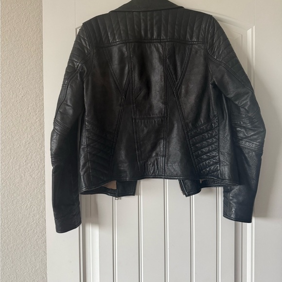 River Island real leather jacket black motorcycle jacket used size 10 - Picture 4 of 8